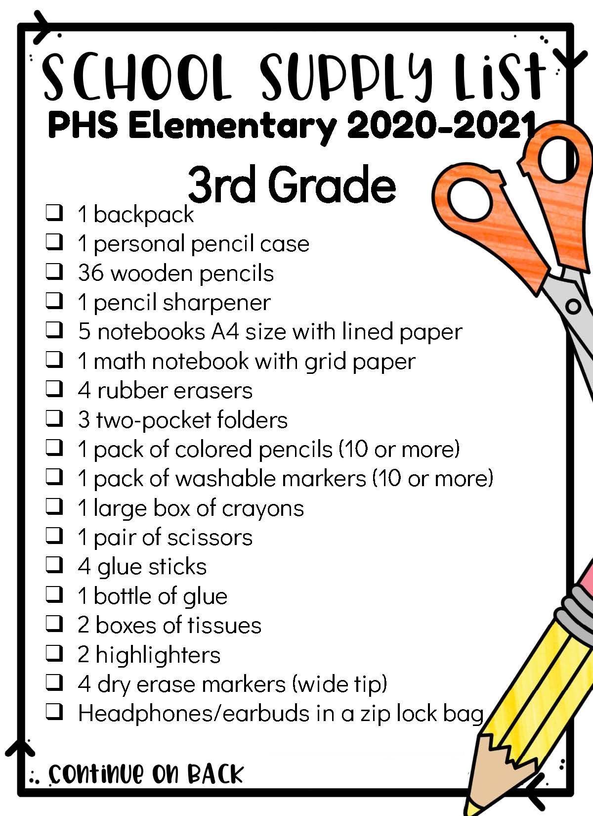 School Supply List 21