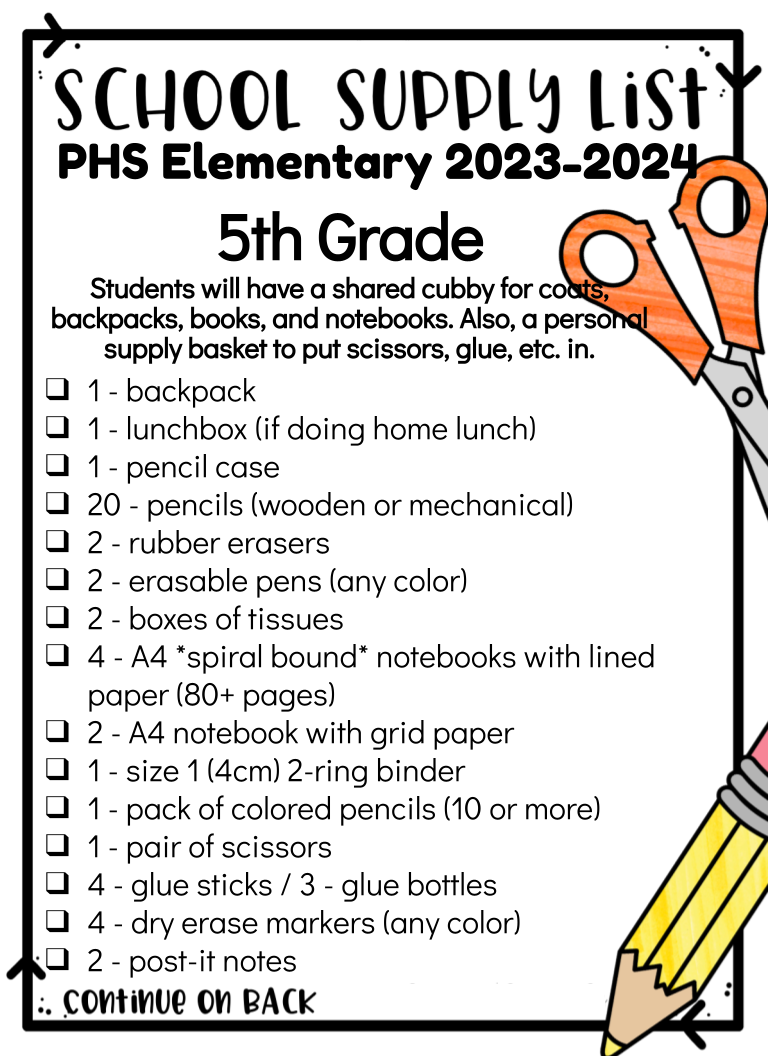 School Supply List 20232024